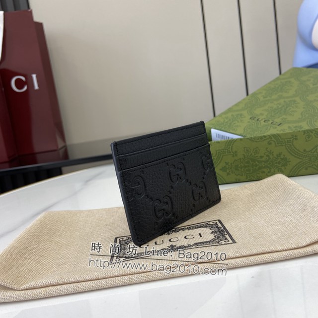 Gucci專櫃古馳最新款Emblem系列超柔軟荔克色壓花/全皮卡包 jh2084型號：815883